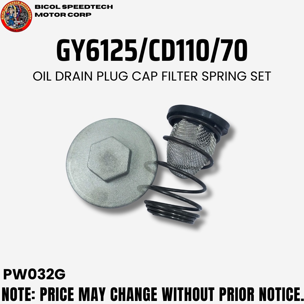 GY6125/CD110/70 OIL DRAIN PLUG CAP FILTER SPRING SET (PW032G) | Shopee ...