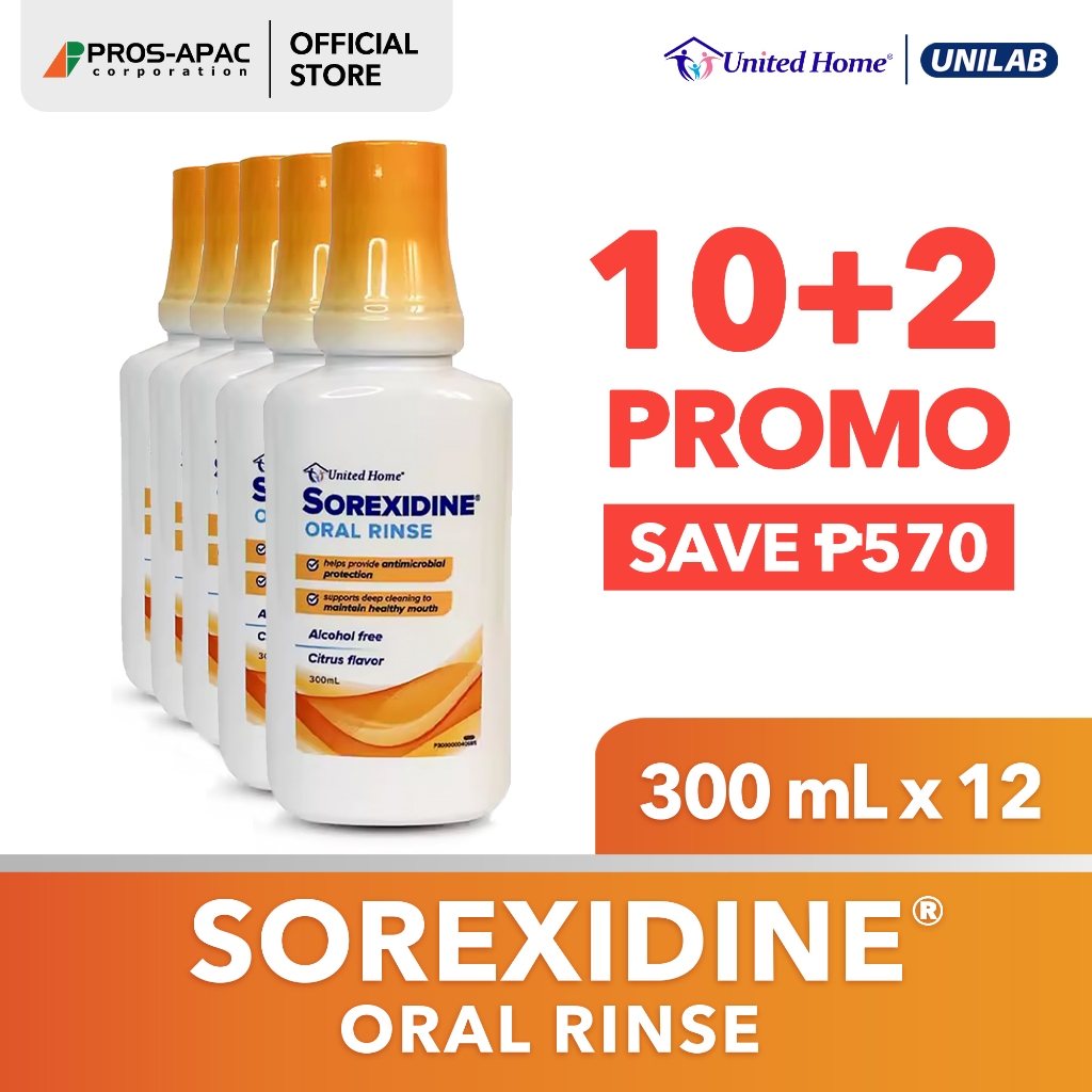 Sorexidine Oral Rinse 300ml – (BUNDLE OF 12) Alcohol-Free Antimicrobial ...