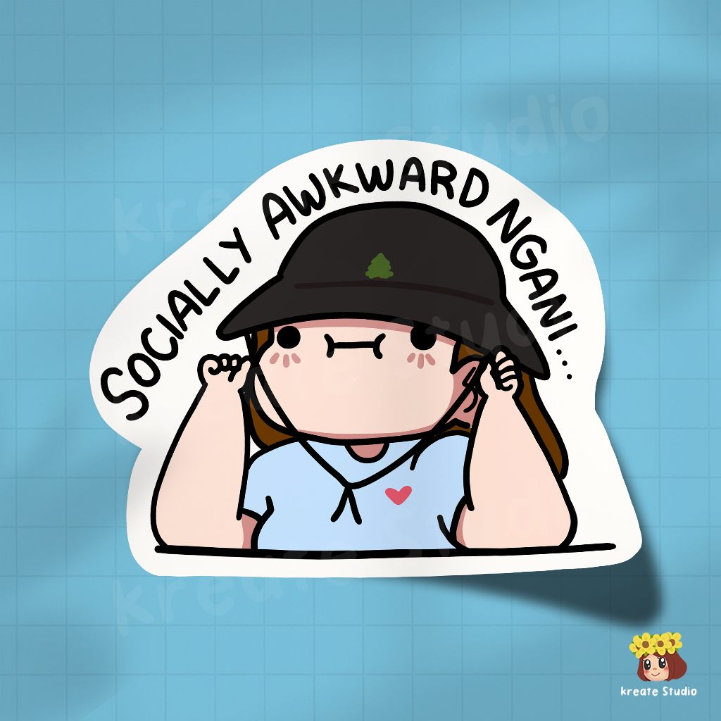 SOCIALLY AWKWARD NGANI STICKER | Witty Funny Relatable Cute Laminated ...