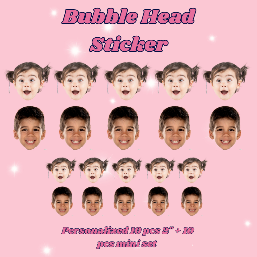 Personalized Customized Mini Bubble Head Face Cut out Vinyl Sticker ...