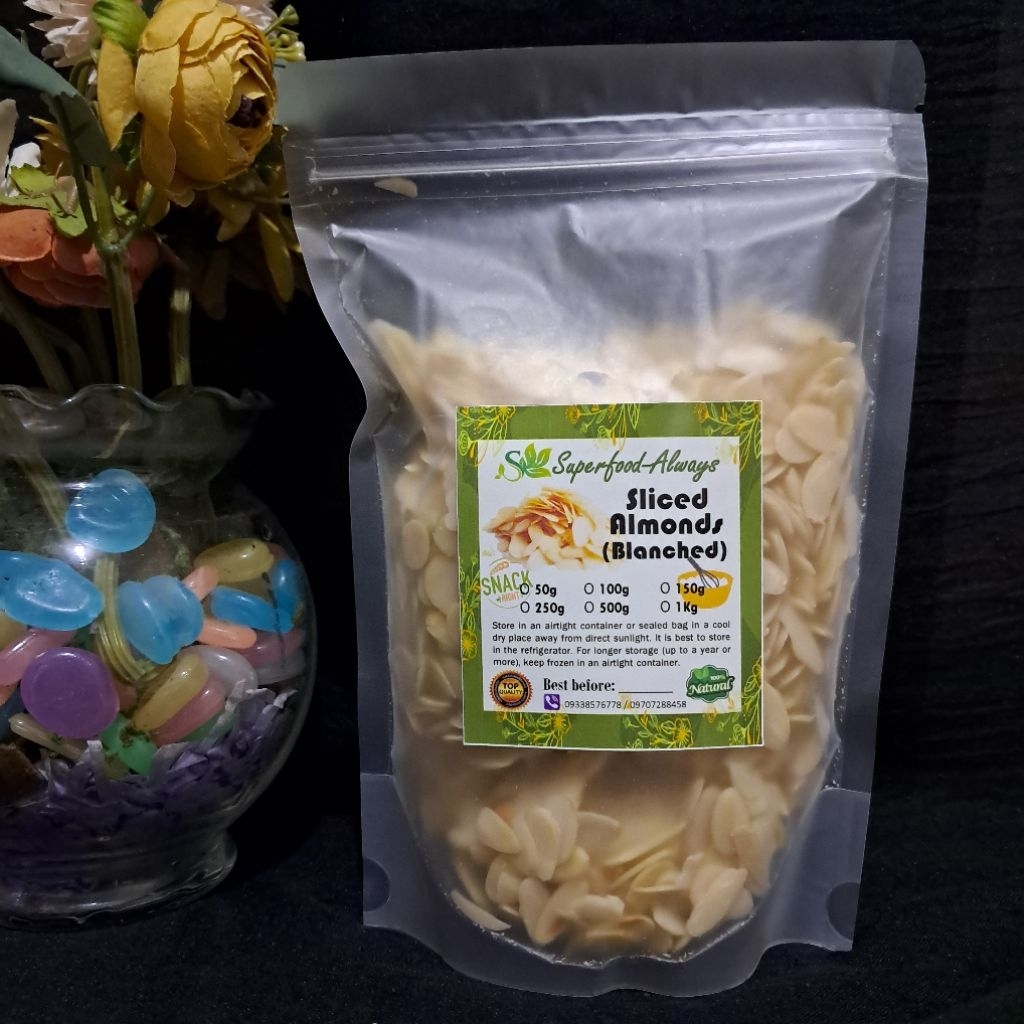 Sliced Blanched Raw Almonds, Ready to Eat, No Oil, Unsalted (250g, 500g ...