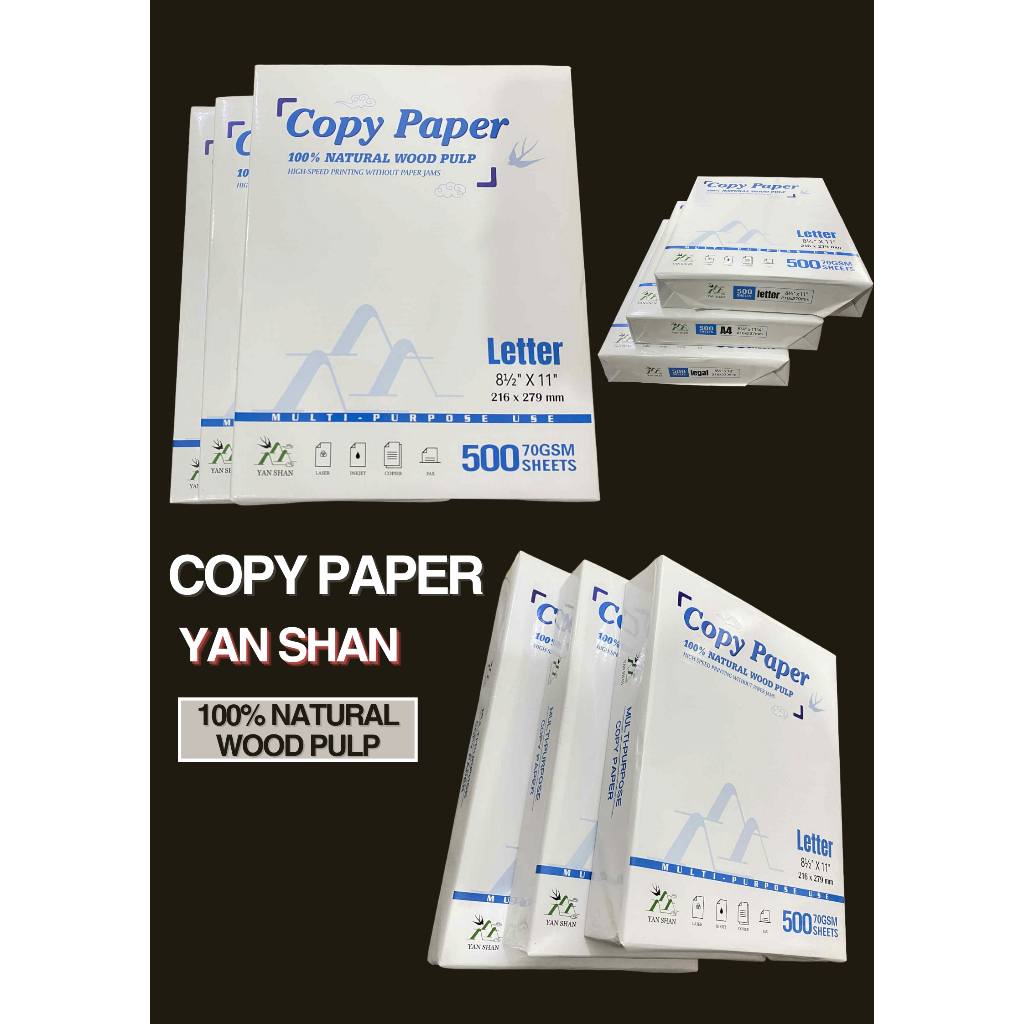 YAN SHAN Copy Paper Short Long & A4 Size Bond Paper Per Ream 500 Sheets ...