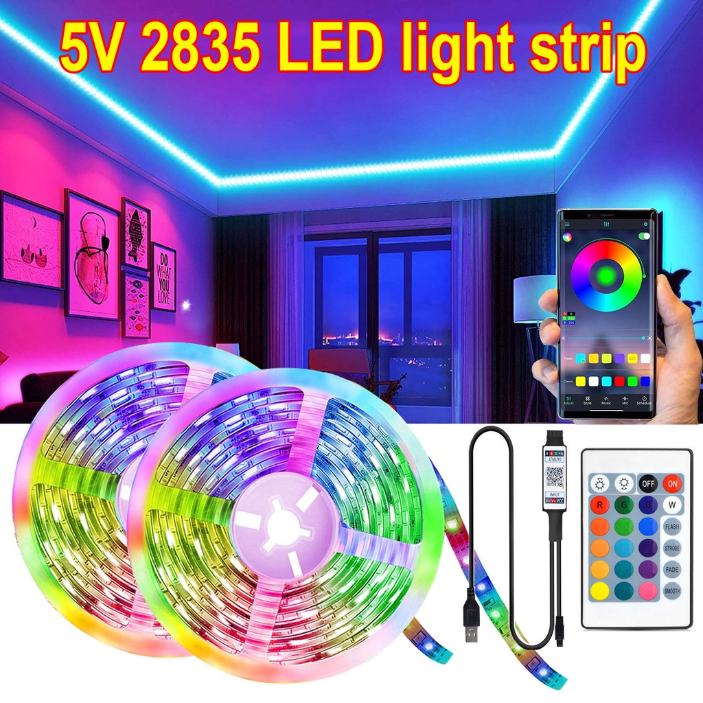 Usb Bluetooth Rgb Led Strip Lights 5050 Color Changing Flexible Lamp ...