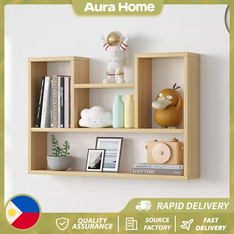 3/4 Layers L-Type Wooden Wall Rack Shelf Multi Layer Simple Wall ...