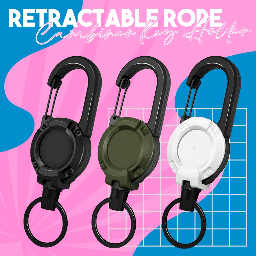 Retractable Rope Carabiner Key Holder Ring Elastic Anti Lost Belt ...