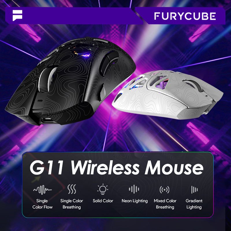 FURYCUBE G11 Mouse Contours Wireless Mice For Gaming Office PAW3311 ...