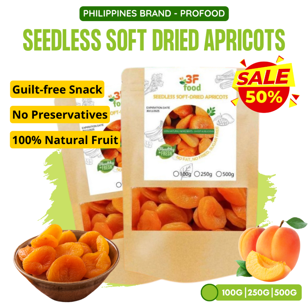 3F Food Seedless Soft Dried Apricots Sweet Sour for Health Yellow Dried ...