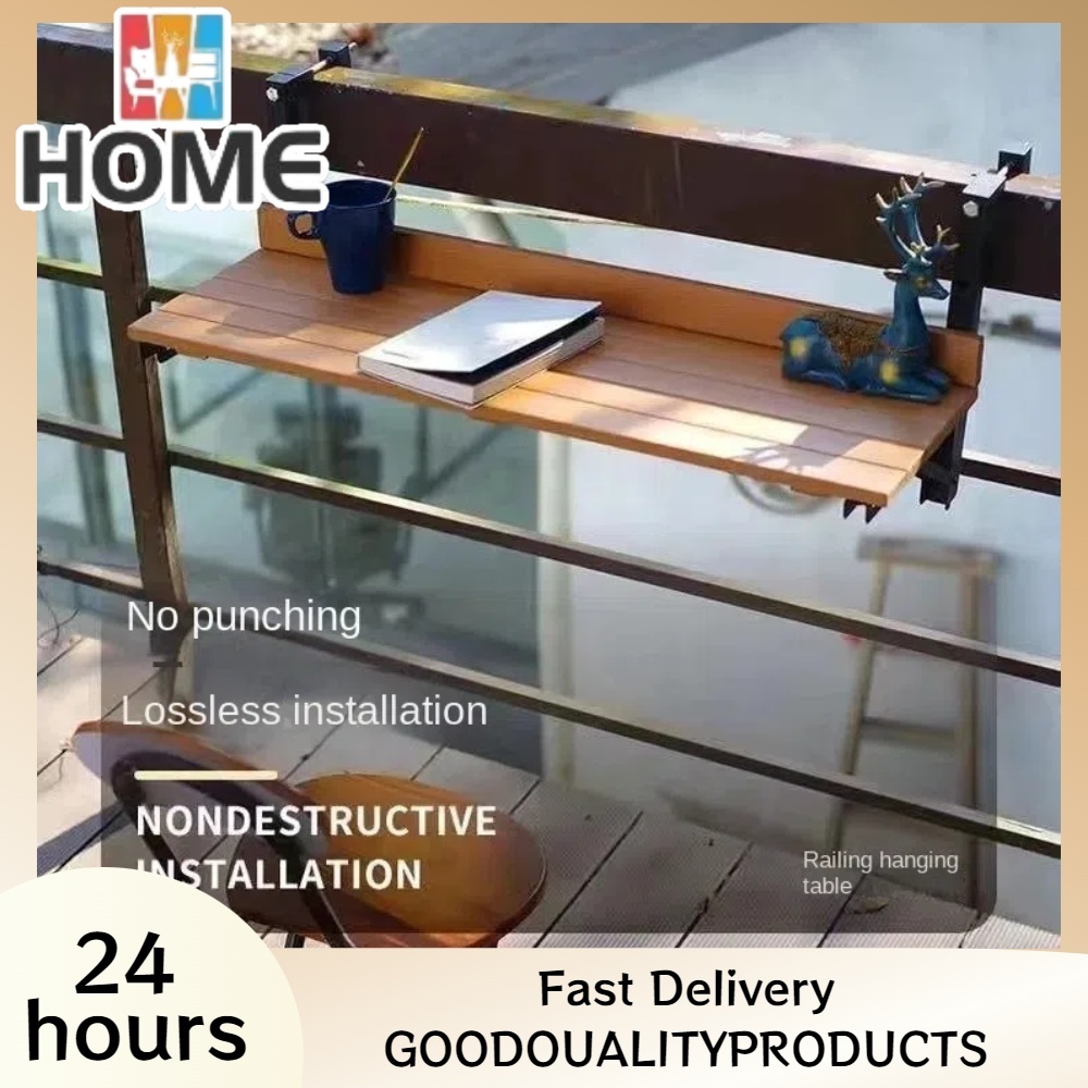 Simple outdoor wooden bar table balcony foldable hanging table small ...