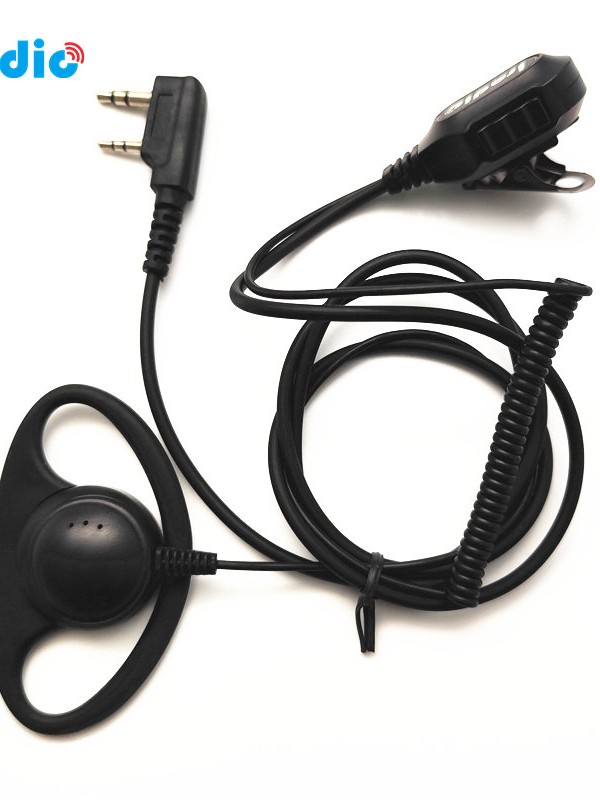 2 Pin MIC PTT D-Shape Headset For Baofeng/Kenwood/Cignus/WLN Two Way ...