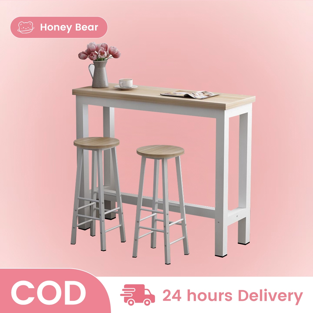 COD minimalist bar counter table chair set 1 table+2 chairs | Shopee ...
