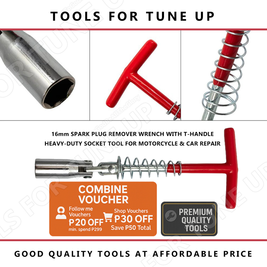 Spark Plug Socket Wrench 16mm with T Handle | Motorcycle Car Engine ...