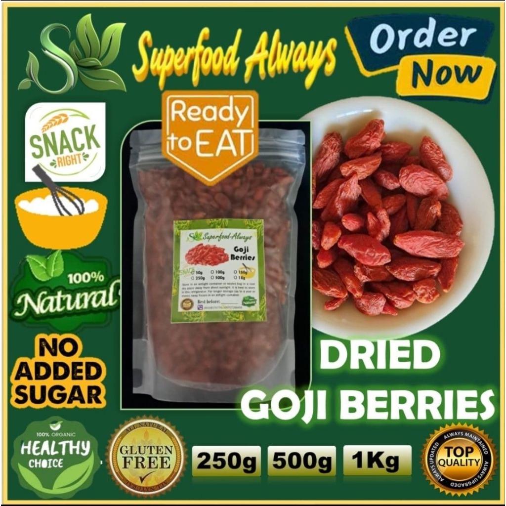 Dried Goji Berries (Wolfberries, Organic, Unsweetened - 250g, 500g, 1Kg ...