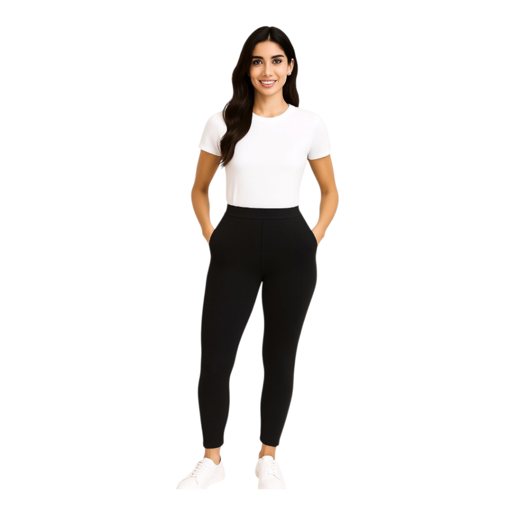 Plus Size High-Waist Wena2 Leggings for Women – Stretchable Cotton Spandex,  Two-Side Pocket L-3XL