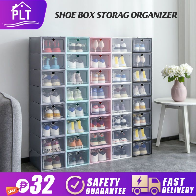 Shoe Box Organizer Hard Case Clear Plastic Stackable Shoe Rack Storage ...