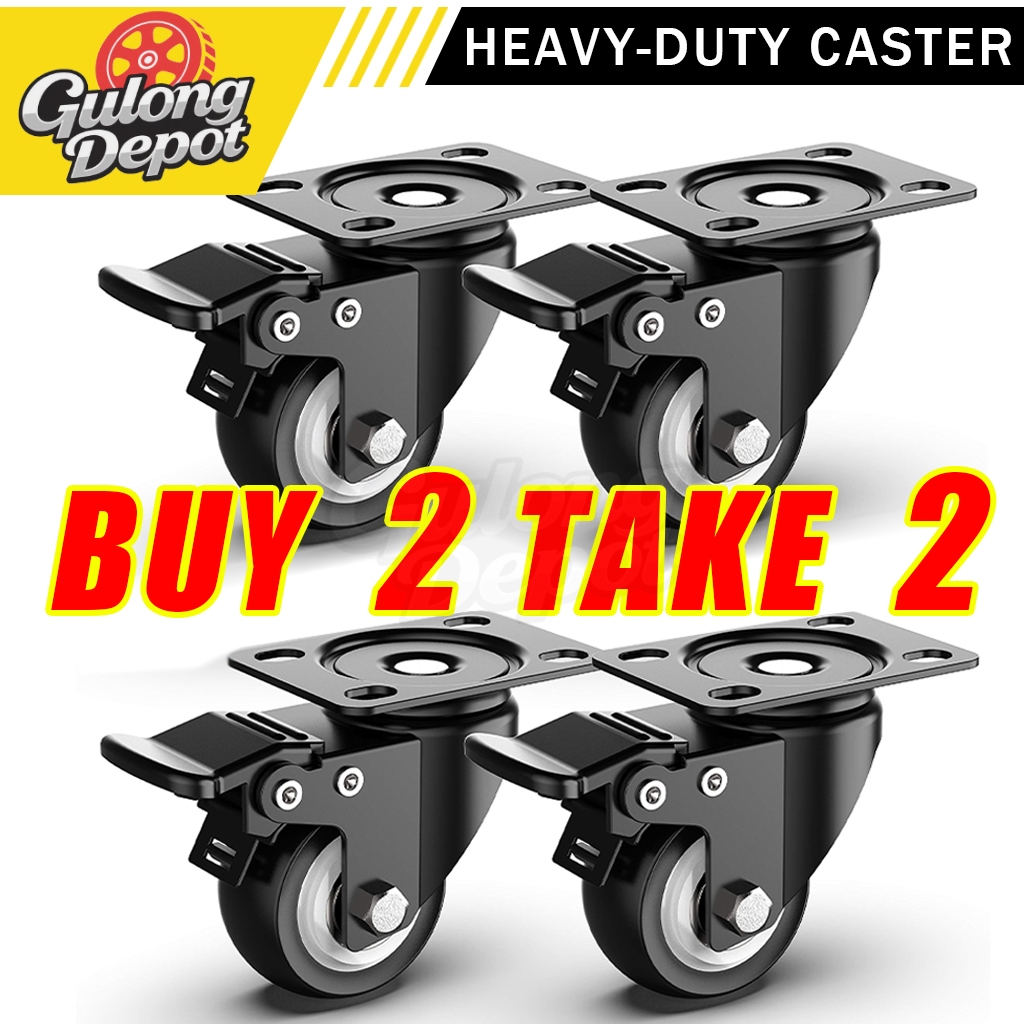 【BUY 2 TAKE 2】Black Caster Wheels Heavy Duty Universal Caster Set ...