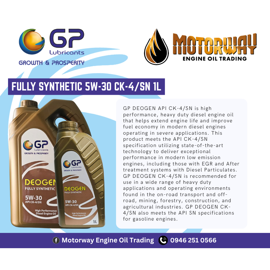 GP LUBRICANT Fully Synthetic 5w-30 CK-4/SN 1L and 5L | Shopee Philippines