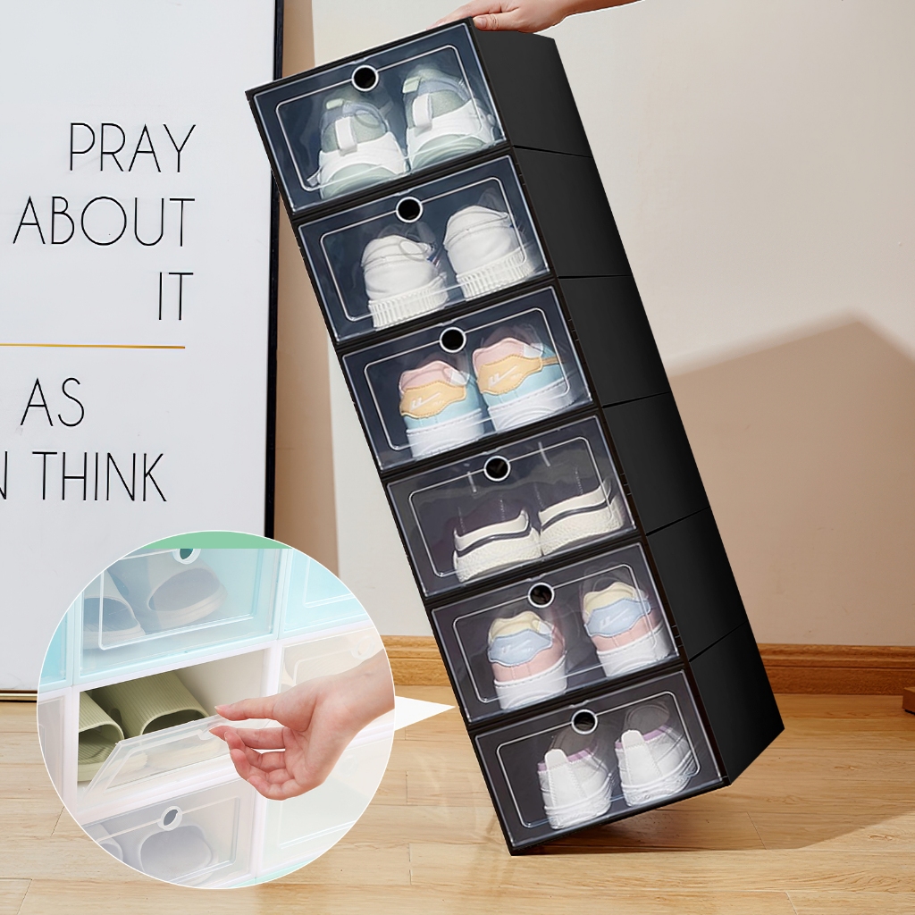 Big size shoe rack organizer Shoe Box storag organizer with cove  transparent lagayan ng sapatos