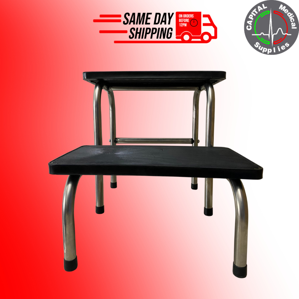 Step Foot Stool, Stainless Steel Anti Slip 2 Layer Color Black ...