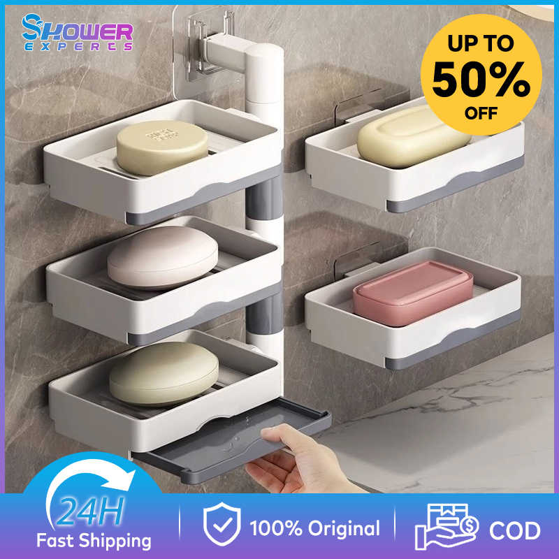 showerexperts Rotating Soap Box Rack 4 Layer Thickened Wall Hanging ...