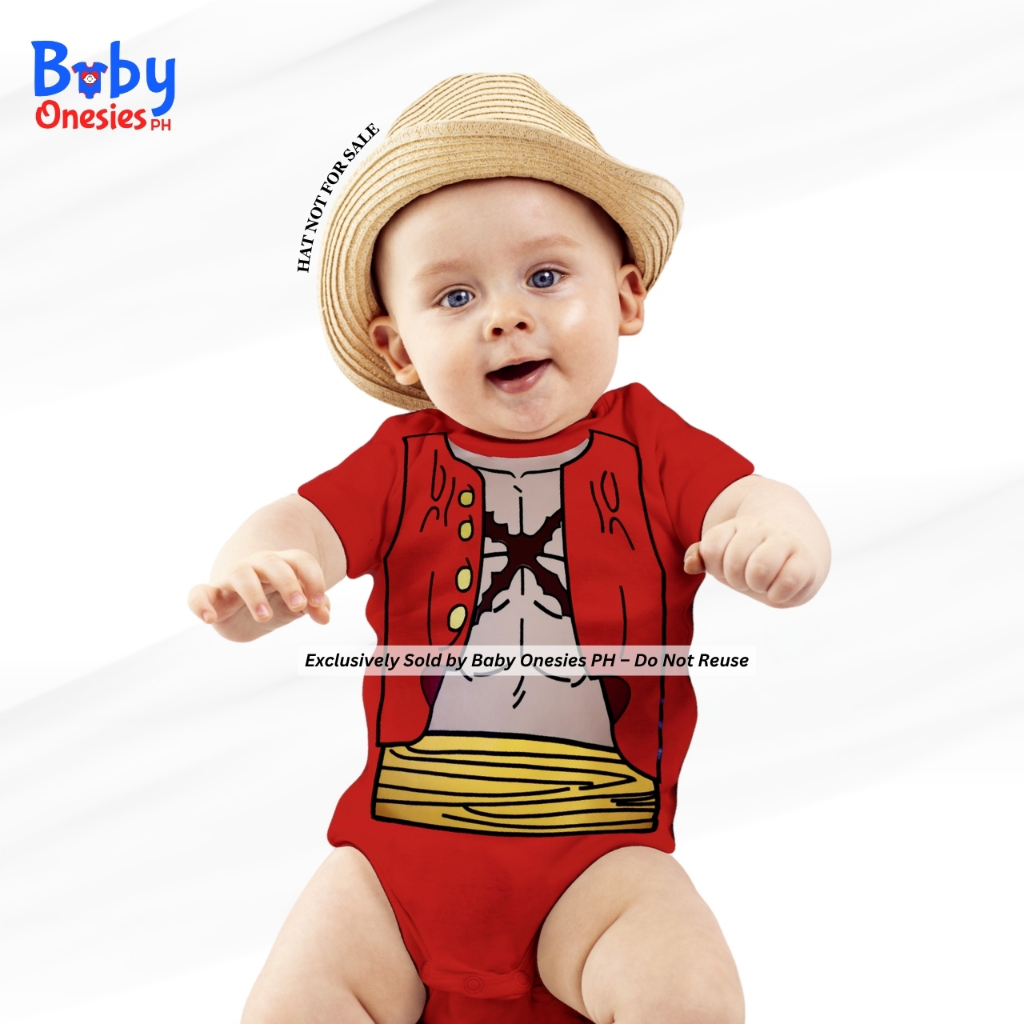 One Piece Anime Baby Costume Bodysuit 0-12 Months Luffy Sabo - Main Image