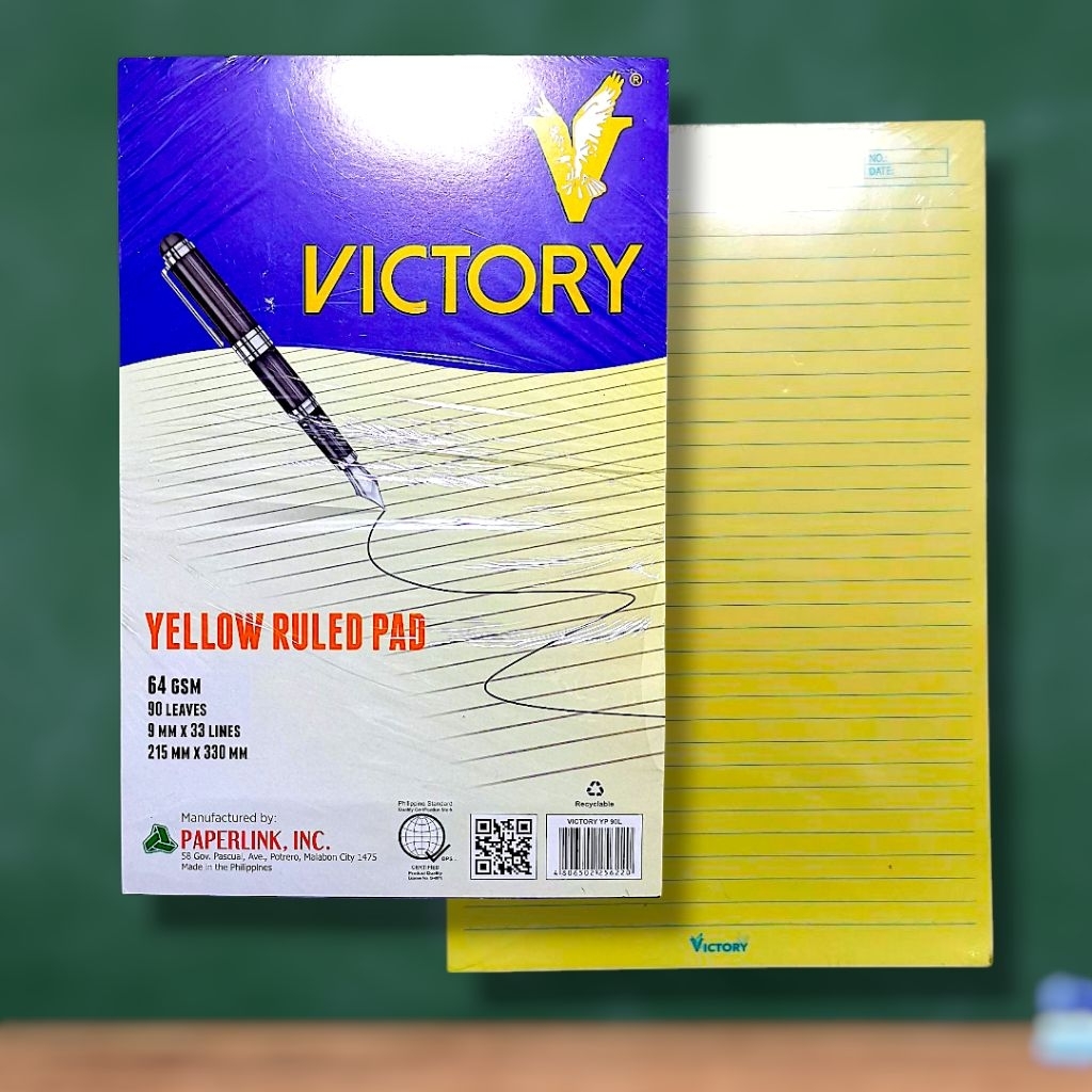 Victory Yellow Pad Paper 64 gsm 90lvs 1 whole (Sold per Pad) | Shopee ...
