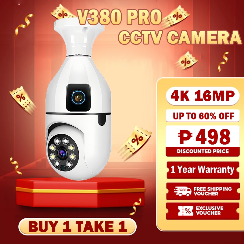 V380 Pro CCTV Bulb Camera Dual Lens No Wifi Needed 1080P HD Connect ...