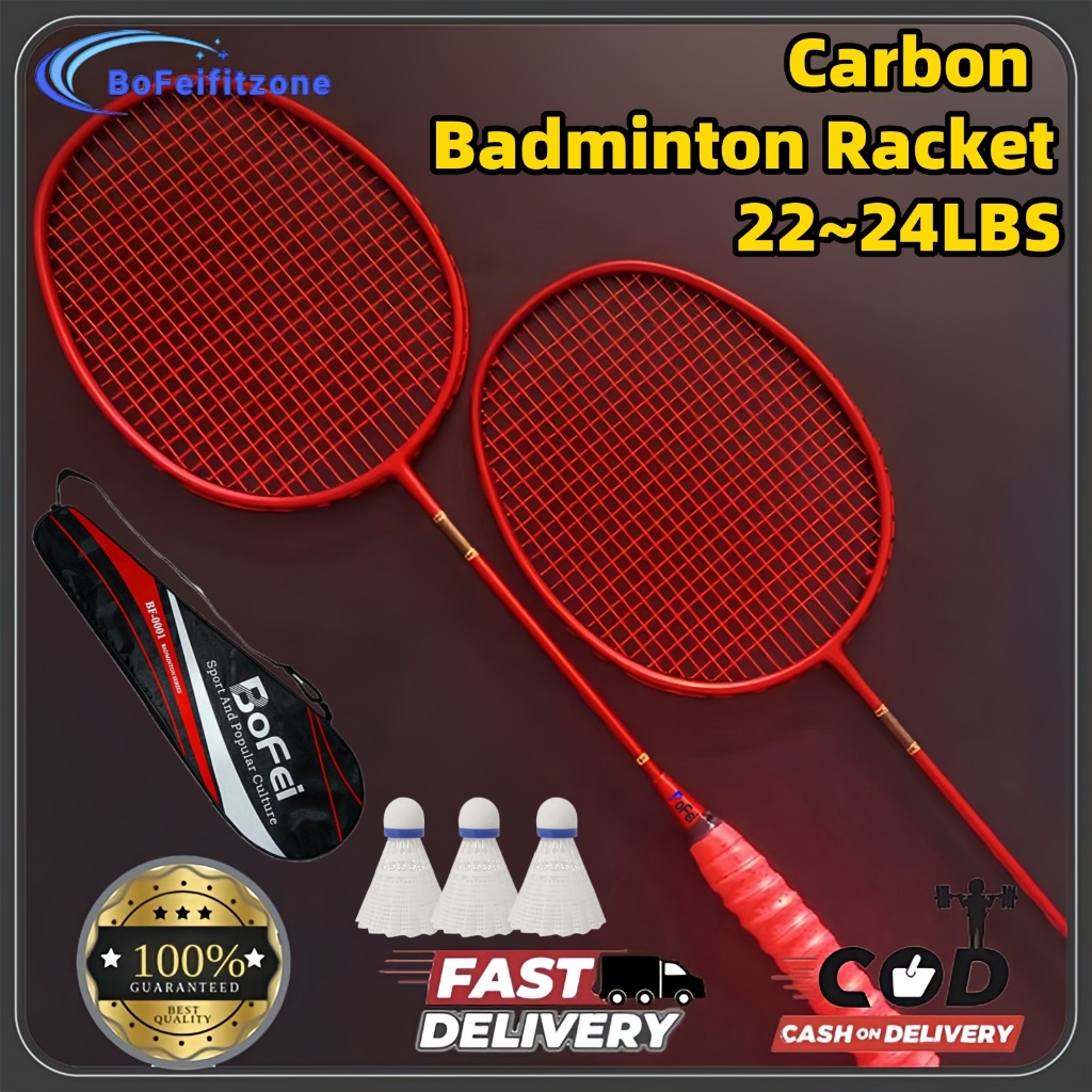 【3 IN 1】Carbon Badminton Racket 22~24LBS Badminton Match Training For ...