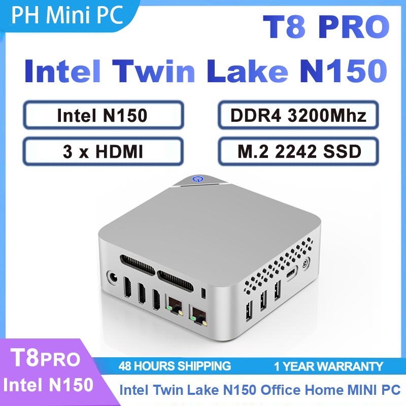 T8 PRO Intel Twin Lake N150 DDR4 M.2 SSD Tri-Display Type-C Light ...