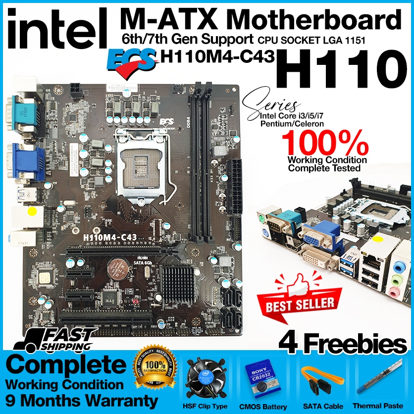 Intel H110 ECS 6th/7th Motherboard-Processor Bundle - Core i3/i5 Set ...