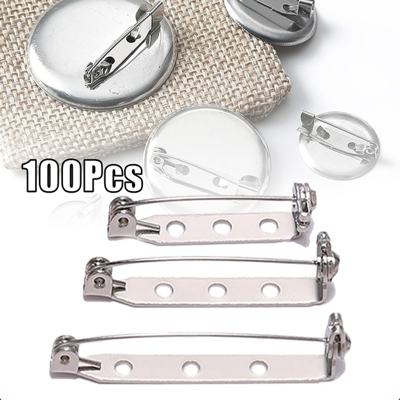50Pcs 20mm 25mm Perforated Brooch Pin-Brooch Base-Silver Blank Pins DIY ...