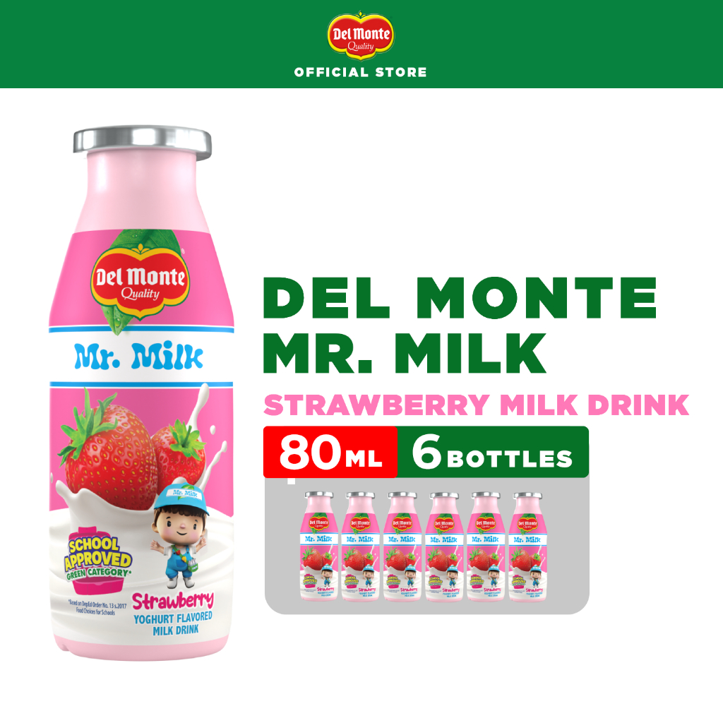 Del Monte Mr. Milk Strawberry Yoghurt 80ml - 6 Bottles | Shopee Philippines