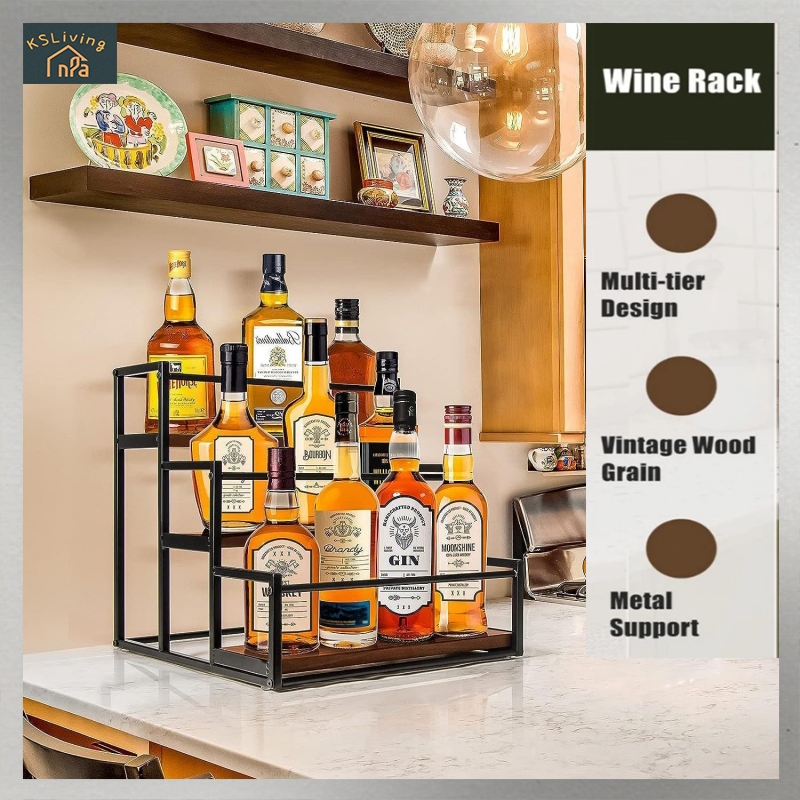 Coffee Syrup Rack Wine Storage Stand Bar Drink Holder 3 Tier Bottle ...
