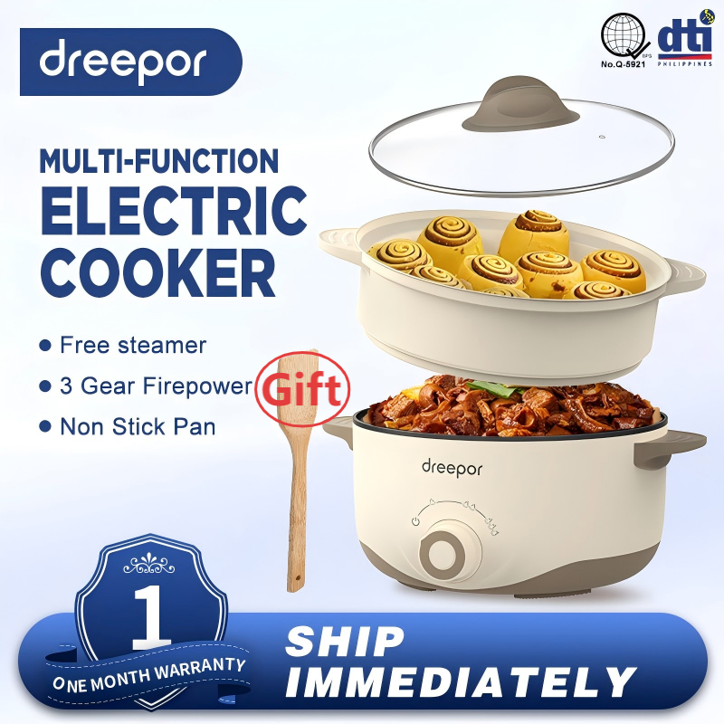 Dreepor 4L Large Capacity Electric Cooker 800W Non-stick Pot ...