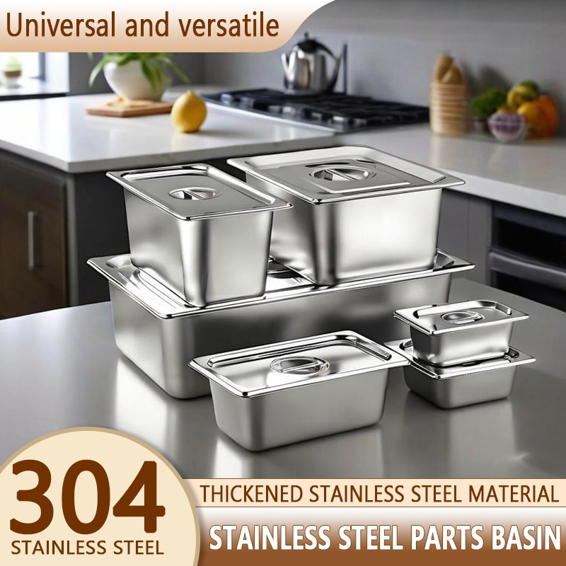 Stainless steel covered food pot catering service storage box kitchen ...