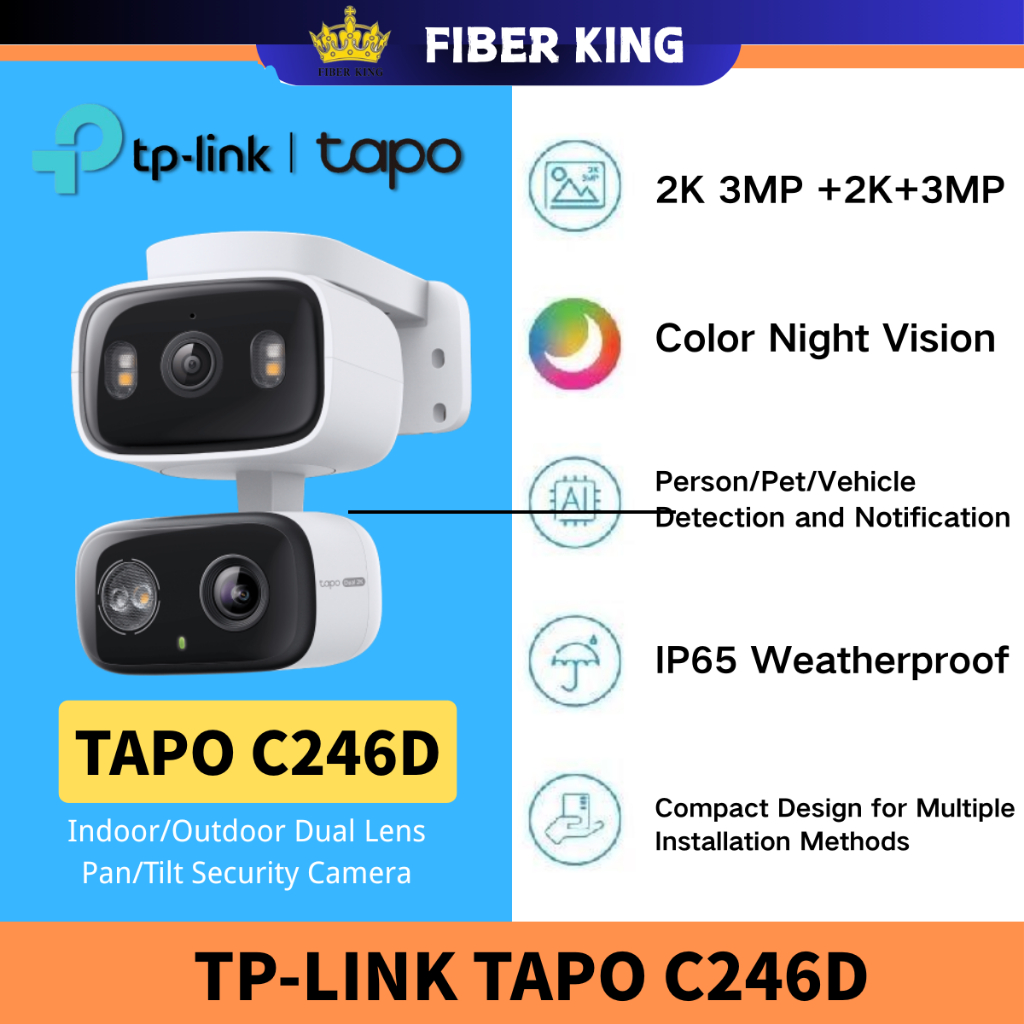 TP-LINK Tapo C246D Indoor Outdoor Dual Lens Pan Tilt Security Camera 2K ...