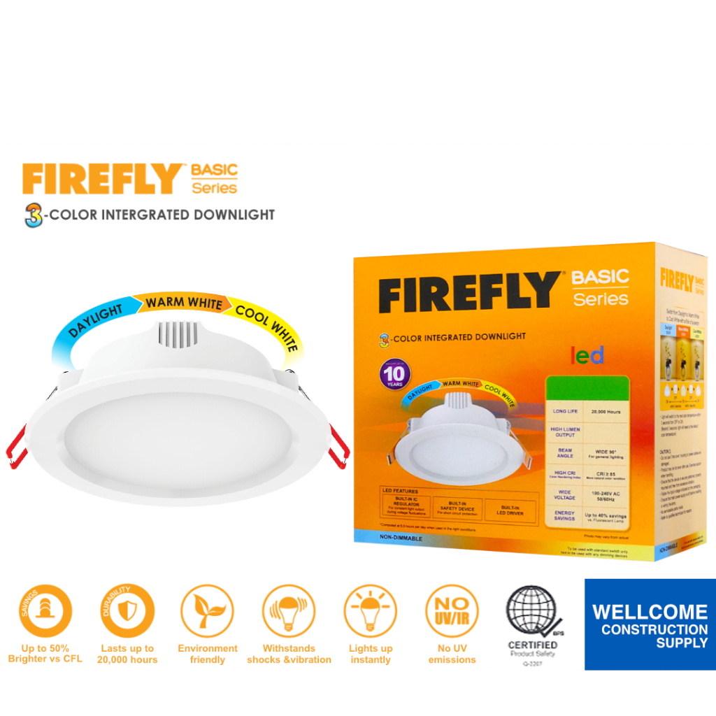 Firefly Basic Series Tri-Color Integrated LED Downlight | Shopee ...