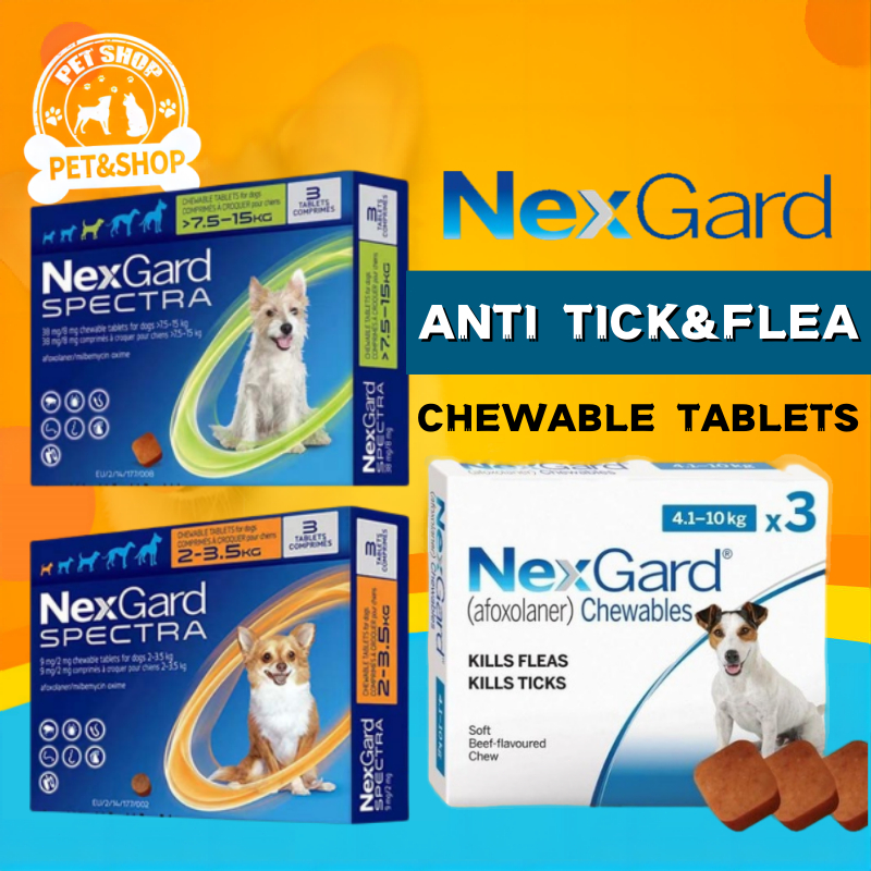 NexGard Spectra Chewables Anti Tick & Flea for dogs w/ Sticker exp 2027 ...