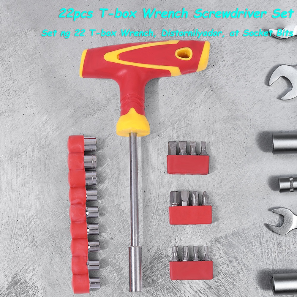 22pcs T-box Wrench Screwdriver and Socket Bits Set Hex Wrench T-Type ...