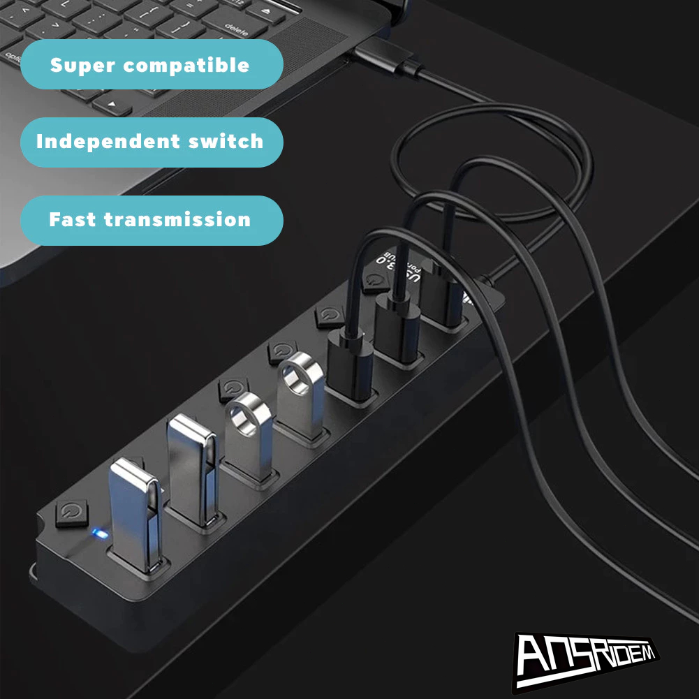 Port USB Hub Extension High Speed Spliter Adapter With Switch for ...