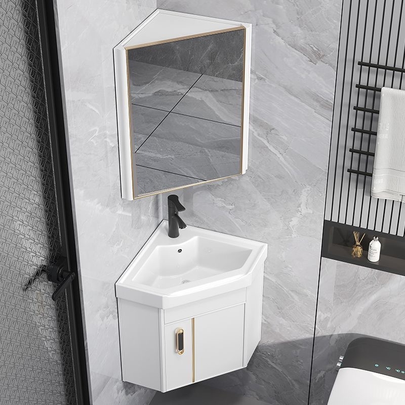 White triangle Wash Basin Bathroom Cabinet Bathroom Corner Washbasin ...