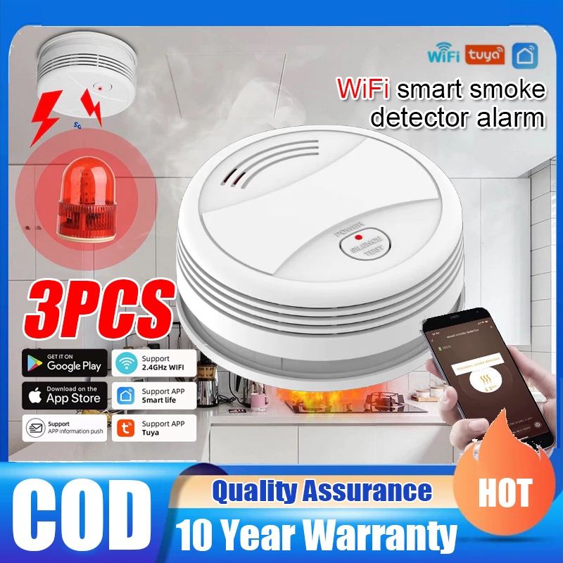 Smoke Sensor Wireless Smoke Detector Fire Detector Home Fire Alarm ...