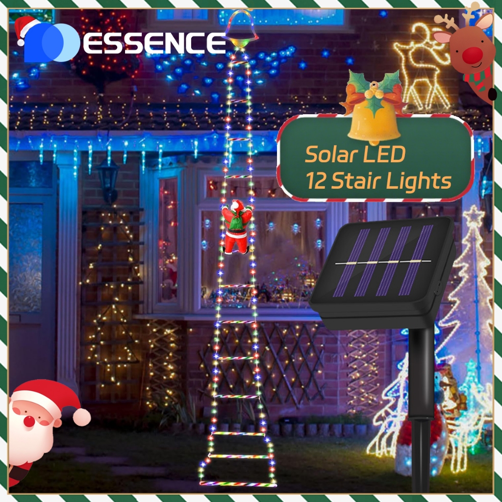 Santa Claus Climbing Ladder String Lights RGB String Lights Outdoor ...