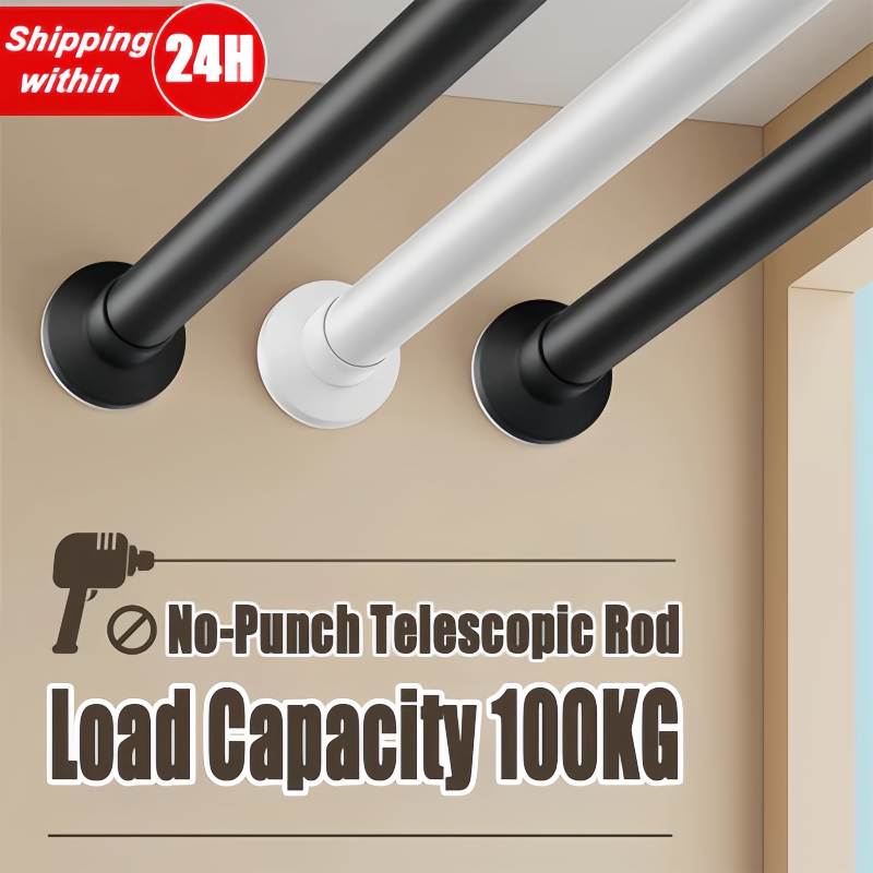 [Punch-free]Extendable Shower Rod Adjustable Curtain Shower Rod for ...