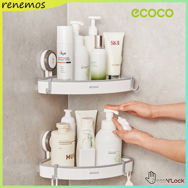 Ecoco Bathroom Shelf Organizer Suction Cup Corner Shelves Hanging ...