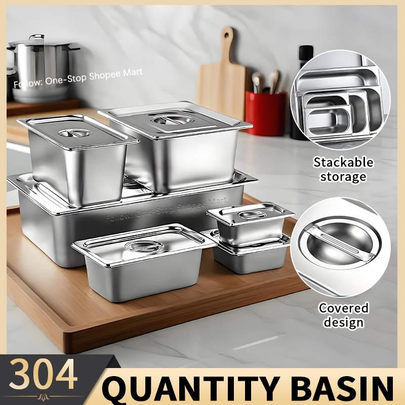 304 Stainless Steel Hotel Pan Set with Cover Rectangular Storage ...