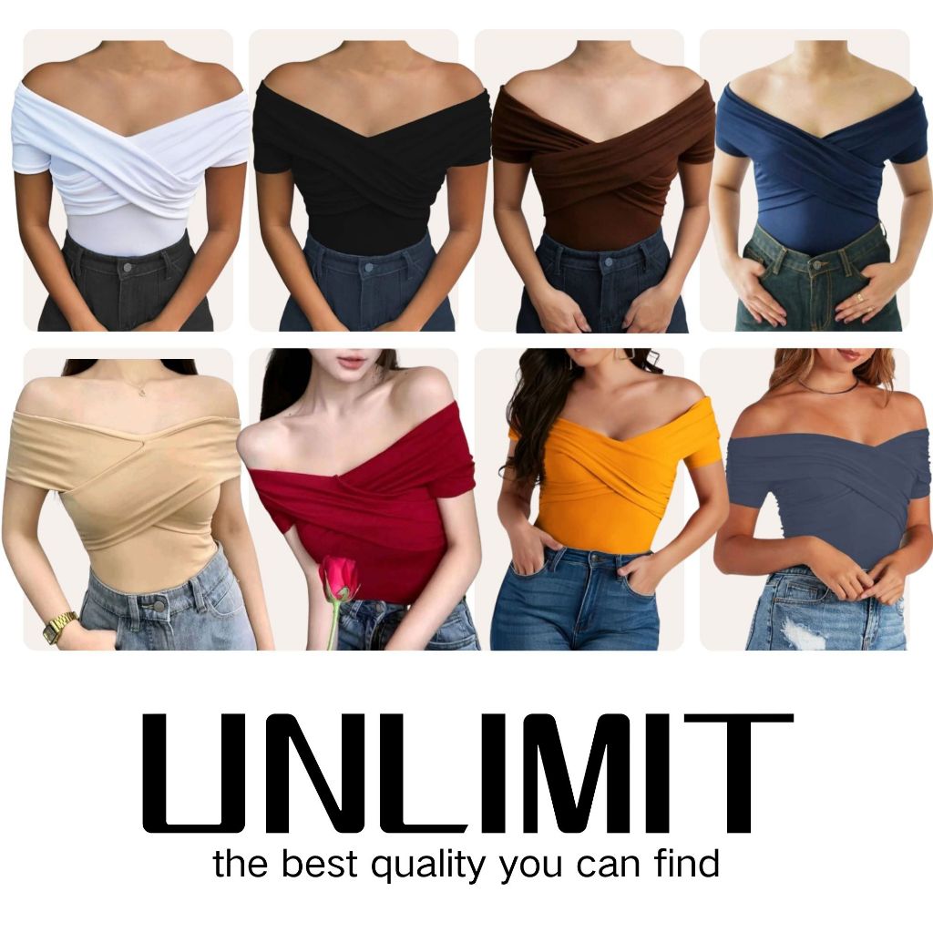 Off Shoulder Trending Top Front Cross Short Sleeves Tops For Women ...