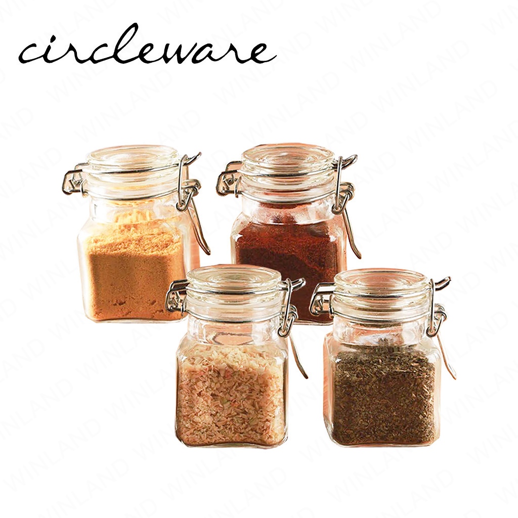 Circleware by Masflex Set of 4 PCS 3.76oz | 110ml Mini Glass Spice Jar ...