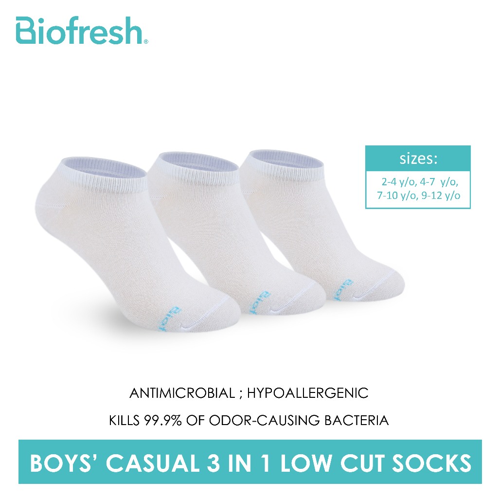Biofresh Boys’ Antimicrobial Cotton Lite Thin Casual Low Cut Socks 3 ...