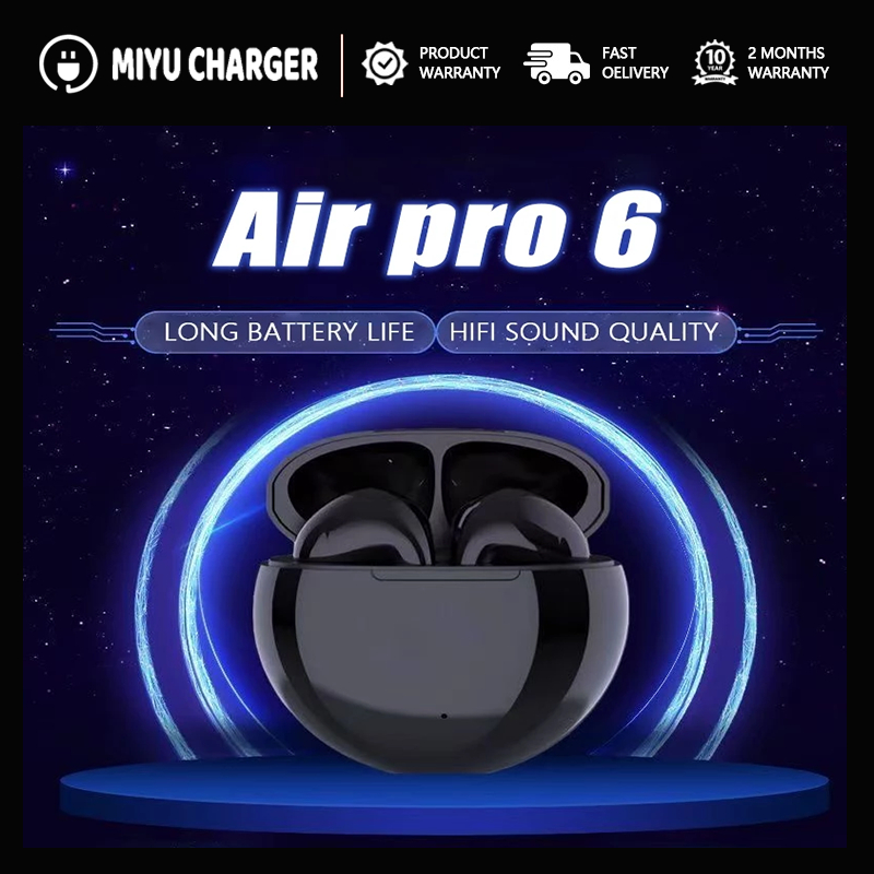 Pro 6 TWS Bluetooth Earphones with Microphone Touch HiFi Stereo ...