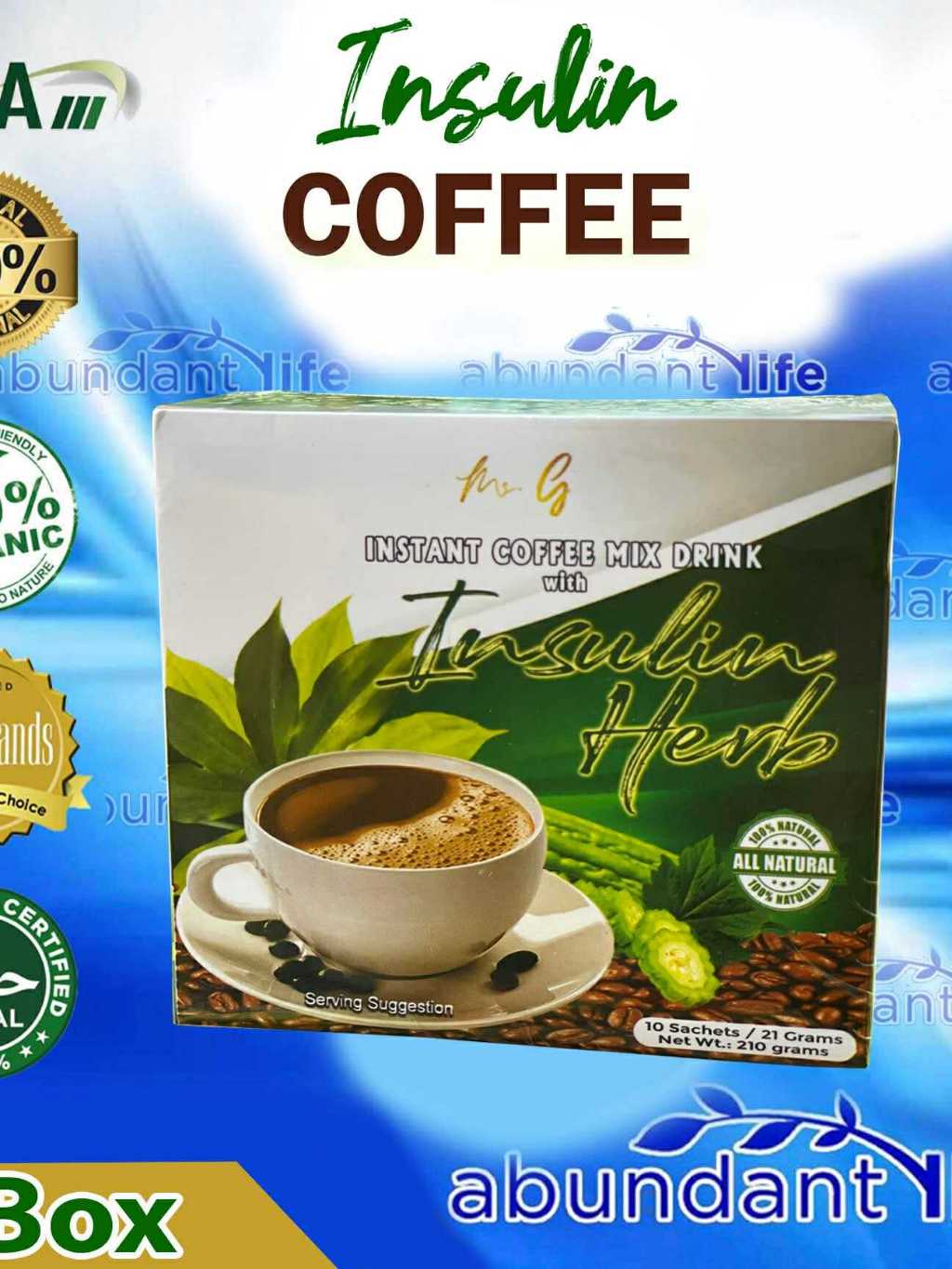 2 BOXES MS. G INSTANT COFFEE MIX DRINK WITH INSULIN HERB AUTHENTIC ...